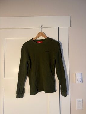 032c Men's Olive Green Long-Sleeve Thermal Crewneck Shirt